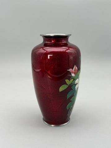 Vase - Vase cloisonné japonais avec motif ajouré – Fleurs et