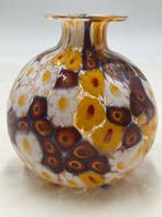 Livio Campanella - Vaas - Muranoglas - Vaas in gele murrine