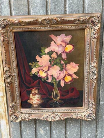 Joan Baptist Nicolas Van Gent (1891-1974) - Stillife Orchids, Antiek en Kunst