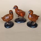 Statue, 3 Kuikens Handbeschilderd - 15 cm - Bronze