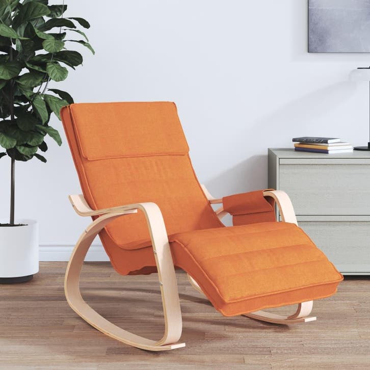 vidaXL Schommelstoel stof donkergeel, Huis en Inrichting, Stoelen, Nieuw, Verzenden