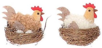 Vogelnest kippennesten met kip en haan l7.5w5.0h6.0 set van