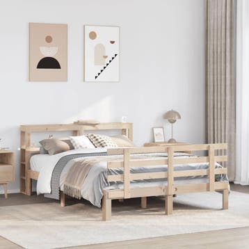 vidaXL Bedframe met hoofdbord massief grenenhout 120x200 cm, Verzenden, Nieuw