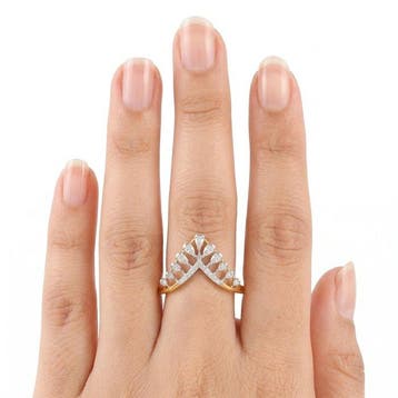 Ring - 14 karaat Geel goud - 0.27ct. tw. Diamant, Handtassen en Accessoires, Ringen, Nieuw
