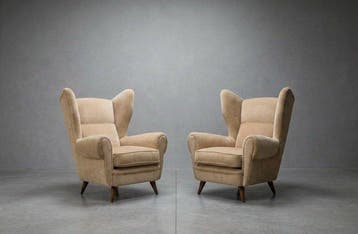 Fauteuil (2) - Toile - Fauteuils à oreilles. Italie