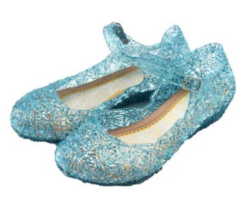 Prinsessenjurk - Glitter schoenen - Blauw - Kleedje, Verzenden, Nieuw