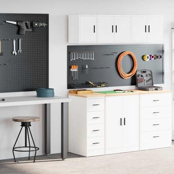 vidaXL Garagekasten 2 st spaanplaat wit, Verzenden