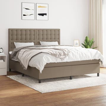 vidaXL Boxspring met matras stof taupe 160x200 cm, Verzenden