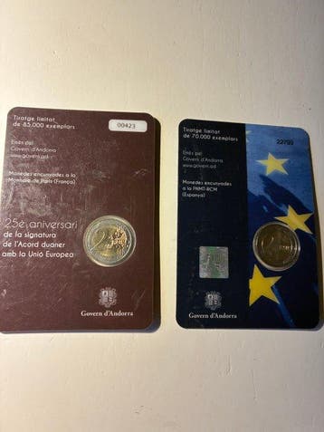 Andorra. 2 Euro 2015/2022 (2 coincards) (Zonder