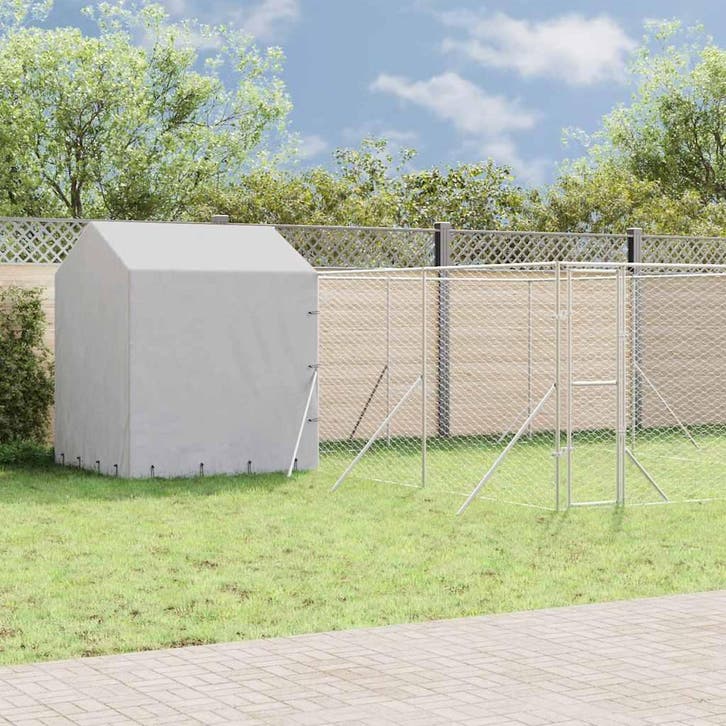 vidaXL Hondenkennel met dak 6x6x2,5 m gegalvaniseerd staal, Animaux & Accessoires, Caisses pour chiens, Envoi