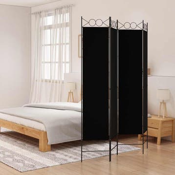 vidaXL Kamerscherm met 4 panelen 160x200 cm stof zwart, Verzenden, Nieuw