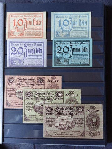 Oostenrijk. - 136 Notgeldscheine im Album Heller 1920s, Postzegels en Munten