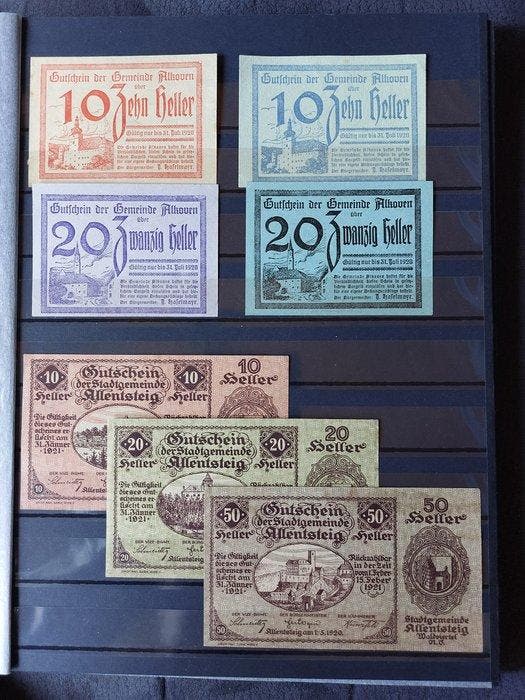 Oostenrijk. - 136 Notgeldscheine im Album Heller 1920s, Postzegels en Munten, Bankbiljetten | Europa | Niet-Eurobiljetten