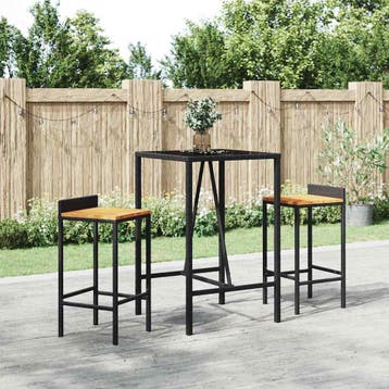 vidaXL 3-delige Tuinbarset poly rattan en massief acaciahout, Verzenden