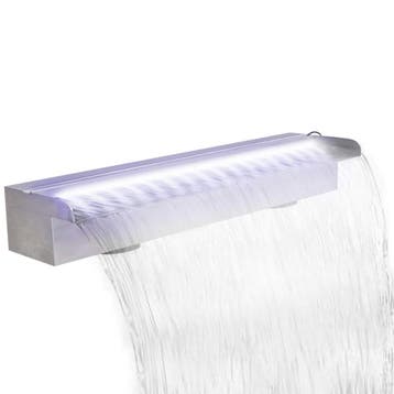 vidaXL Zwembadwaterval met LEDs rechthoekig 60 cm roestvrij, Tuin en Terras, Verzenden, Nieuw