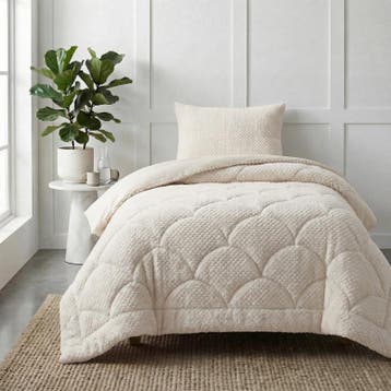 Lazy all-in-one dekbed Teddy fur - beige - 140 x 200 cm |, Verzenden