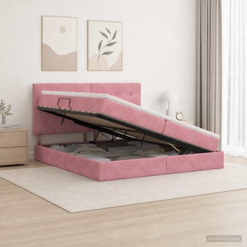 vidaXL Opslag bed met matras met hoofdeinde Roze 200 x 200, Huis en Inrichting, Verzenden, Nieuw