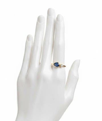 Ring - 14 karaat Geel goud - 1.30ct. tw. Saffier - Diamant