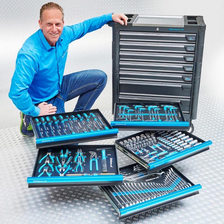 Datona Gereedschapswagen “tech-line” 80 cm + 171-delige, Doe-het-zelf en Bouw, Gereedschapskisten, Ophalen of Verzenden