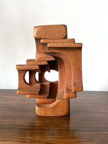 Brian Willsher - sculptuur, abstract - 21 cm - Teak, Antiek en Kunst
