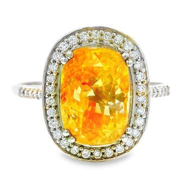 Ring Platina - 4.68ct. tw. Saffier - Diamant