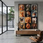 AA175 - Decoratieve stof met 12 honden in schilderachtig, Antiek en Kunst