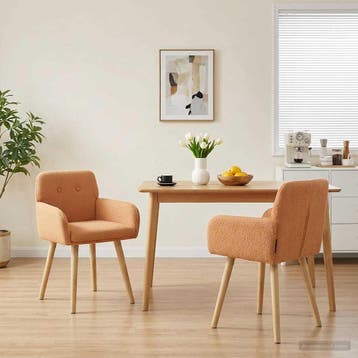 vidaXL Eetstoelen 2 st Bouclé Beige 59 x 57 x 85 cm, Verzenden, Nieuw