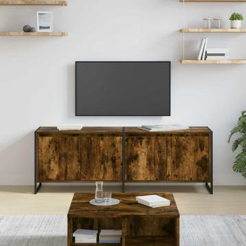 vidaXL TV Kast 140 x 36 x 49,5 cm Rook Eik Bewerkt hout, Verzenden, Nieuw