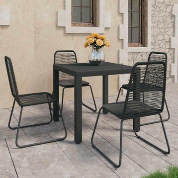 vidaXL 5-delige Tuinset PVC-rattan zwart, Tuin en Terras, Verzenden, Nieuw, Tuinset