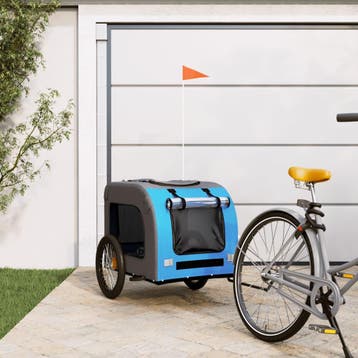 vidaXL Hondenfietstrailer oxfordstof en ijzer blauw en grijs, Verzenden