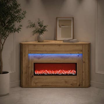 vidaXL Sfeerhaard met LED-strip Artisanaal eiken 95 x 42,5 x, Verzenden