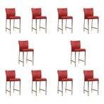 Set van 10 Leren barkrukken Revolt laag - Toledo Red (rood), Nieuw, Leer, Ophalen of Verzenden, 90 cm of meer