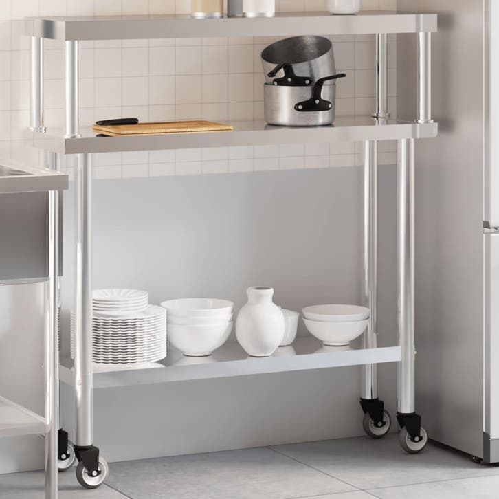 vidaXL Keukenwerktafel met bovenschap 110x30x120 cm, Zakelijke goederen, Horeca | Overige, Verzenden
