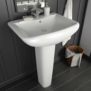 vidaXL Wastafel op voet vrijstaand 580x470x200 mm keramiek, Doe-het-zelf en Bouw, Verzenden, Nieuw