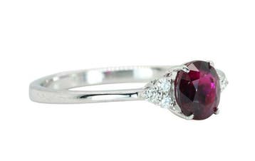 Ring - 14 karaat Witgoud, Dieppaars-rood (Burma, Geen, Nieuw