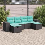 vidaXL 6-delige Loungeset met kussens poly rattan zwart, Verzenden, Nieuw, Loungeset