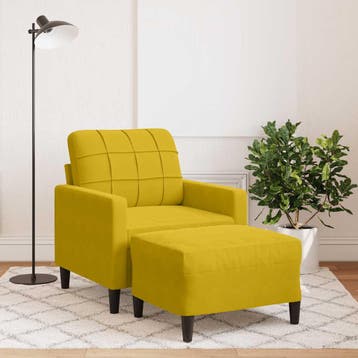 vidaXL Fauteuil met voetenbank / zetel 60 cm fluweel geel, Verzenden, Nieuw