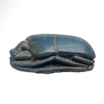 Oud-Egyptisch Faience Hartscarabee (lengte: 4,7 cm)