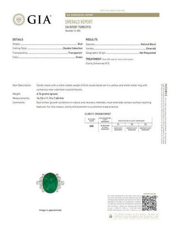 Ring - 18 karaat Geel goud - 9.08ct. tw. Smaragd - Diamant, Nieuw