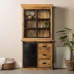 Buffetkast Mangohout Milan 100 Met Deurtjes Recht, Verzenden, Nieuw, Overige houtsoorten, Industriële meubels