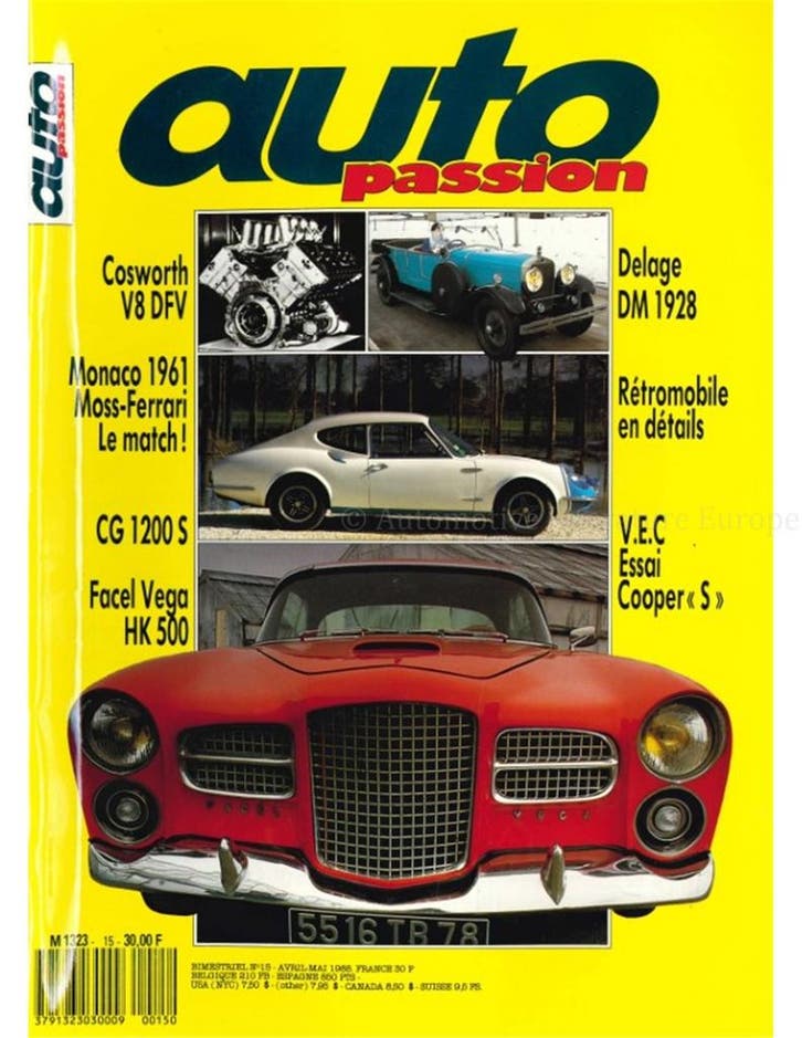 1988 AUTO PASSION TIJDSCHRIFT 15 FRANS, Livres, Autos | Brochures & Magazines