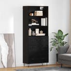 vidaXL Highboard met lade 2 pcs Zwart Eiken Bewerkt hout, Huis en Inrichting, Kasten | Dressoirs, Verzenden, Nieuw