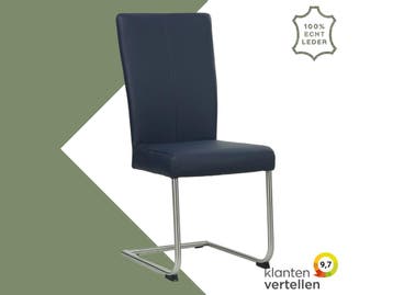 Leren eetkamerstoel Dry - Toledo Kobalt (blauw) - Sledepoot, Huis en Inrichting, Stoelen, Blauw, Nieuw, Leer, Ophalen of Verzenden