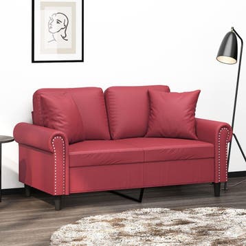 vidaXL Tweezitsbank / zetel met sierkussens 120 cm kunstleer, Huis en Inrichting, Verzenden, Nieuw