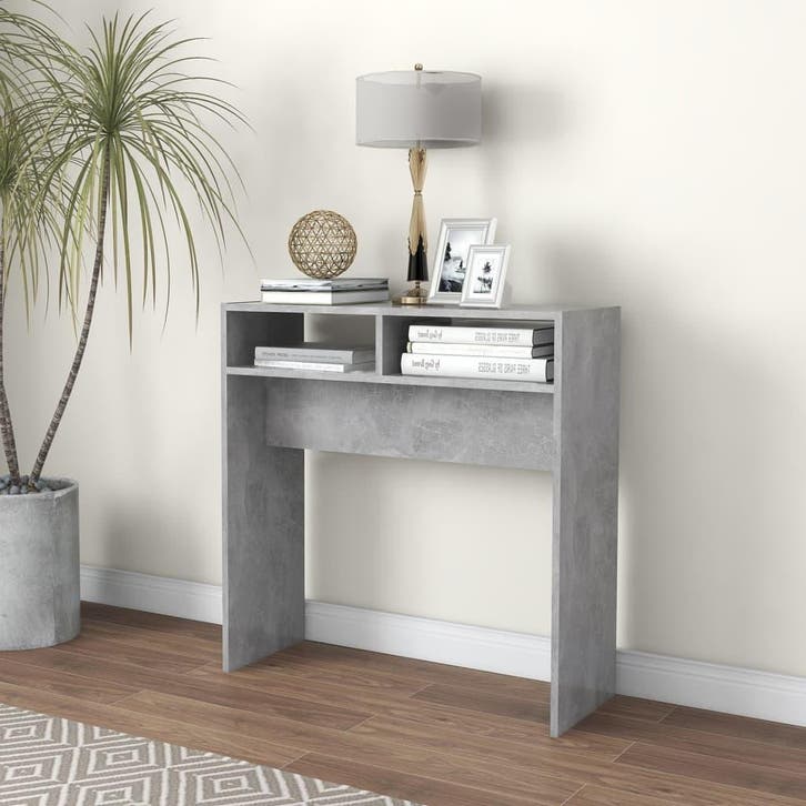 vidaXL Wandtafel 78x30x80 cm bewerkt hout betongrijs, Huis en Inrichting, Tafels | Bijzettafels, Nieuw, Verzenden