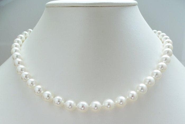 Halsketting - 14 kt. geelgoud - ronde, 8–8,5 mm - Akoya, Bijoux, Sacs & Beauté, Colliers
