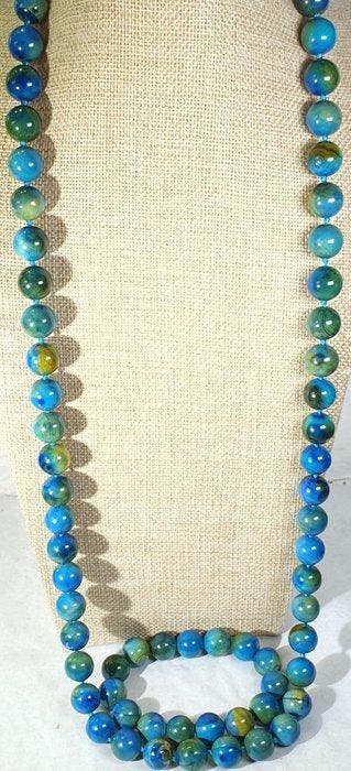 Agate bleu, moutarde et vert du Brésil - Pierre de Sainte