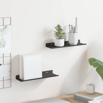 vidaXL Zwevende plank 2 st Zwart 30 x 9 x 2,5 cm Staal, Verzenden