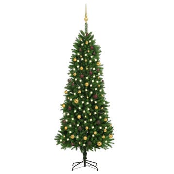 vidaXL Kunstkerstboom met verlichting en kerstballen 240 cm, Verzenden