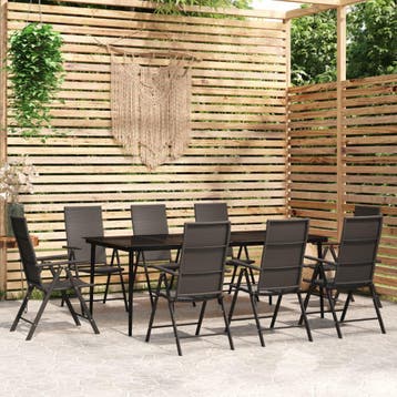 vidaXL 9-delige Tuinset zwart, Verzenden, Nieuw, Tuinset